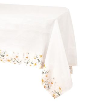 Placez cette nappe blanche et fleurie sur votre table lors de votre événement | jourdefete.com
