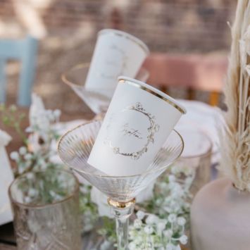 8 gobelets en carton FSC® - 255 ml - Collection Baptême Crème et Or