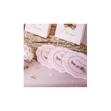 16 Serviettes en papier - Princesse Rose & Or - 3 Plis