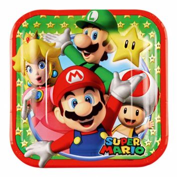 8 Petites assiettes carrées Super Mario