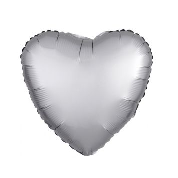Ballon Hélium Cœur Satiné Argent