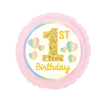ballon aluminium 1st birthday rose et dore | jourdefete.com
