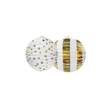 2 Lampions en papier de 25 cm - Couleur au Choix