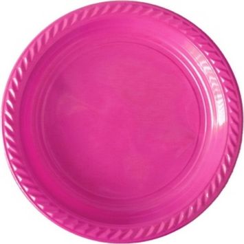 20 assiettes rondes en plastique fuchsia de 17 cm | jourdefete.com