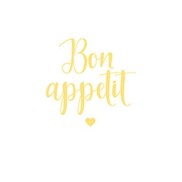 Serviettes inscription Bon Appétit en jaune | jourdefete.com