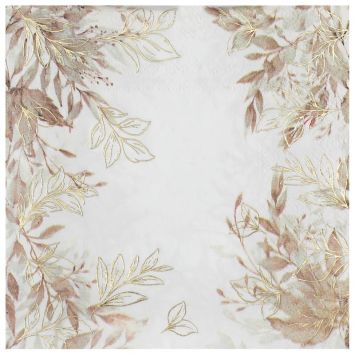 20 serviettes en papier - 33 x 33 cm - Collection Feuillage - Couleur au choix