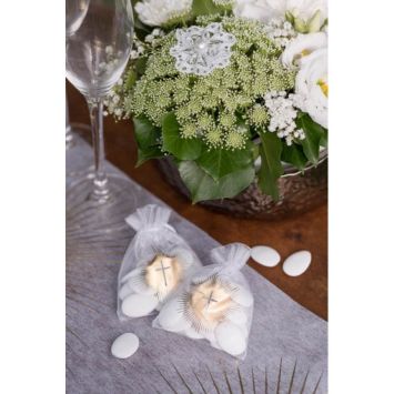 6 sachets à dragées Communion Or