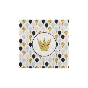 20 serviettes papier célébration - Couronnes et ballons paillettes | jourdefete.com