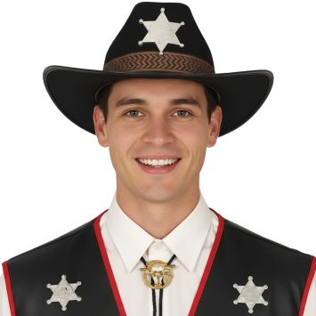 Chapeau de Shérif noir avec étoile