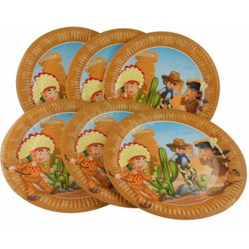 6 Assiettes - Collection Cowboys et Indiens