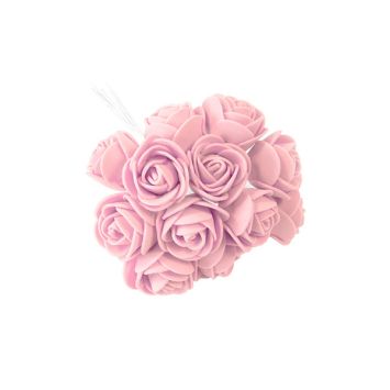 24 rosettes en mousse sur tige - 11 x 2 cm - Couleur au choix