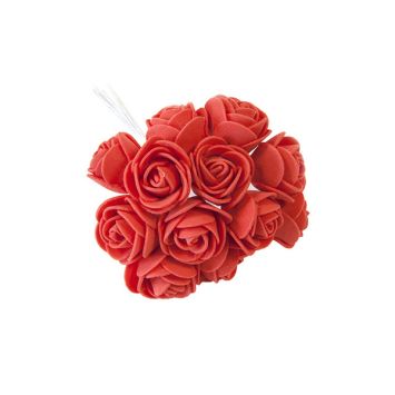 Rosettes en mousse rouges, fleurs décoratives pour fête | jourdefete.com