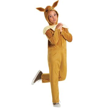 Déguisement enfant Évoli Pokémon en combinaison marron avec capuche à oreilles | jourdefete.com