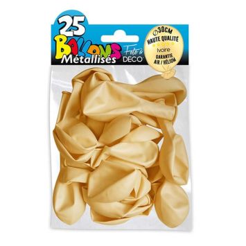 25 Ballons de baudruche métallisés - Ivoire
