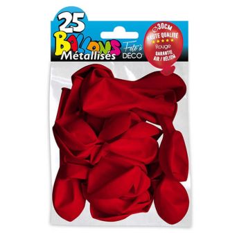 25 Ballons de baudruche métallisés - Rouge