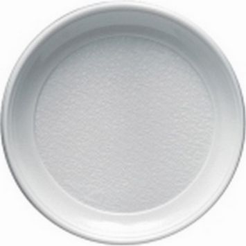 25 assiettes blanches en plastique réutilisable - Diamètre 25 cm