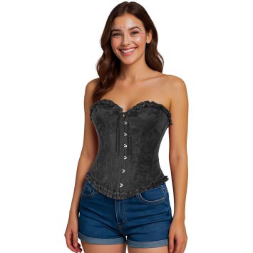 Corset noir à lacets pour femme - Taille au choix