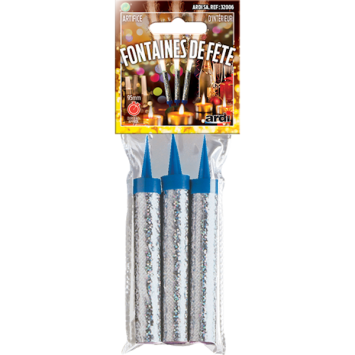 3 fontaines de fête argentées - 40 secondes