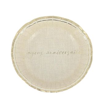 6 bols "Joyeux Anniversaire" en carton - Diamètre 13 cm - Collection Gold'n Age
