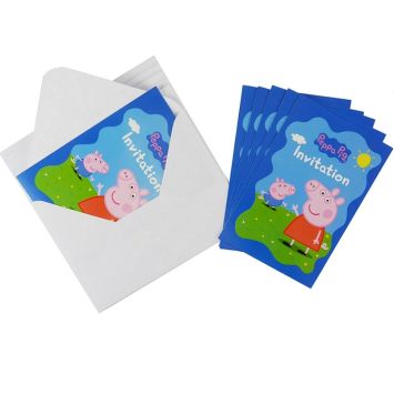 6 Cartes d'Invitation avec Enveloppes Peppa Pig