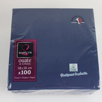 100 Serviettes Ouate de Cellulose - Bleu Vif