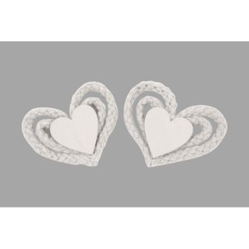 Cœur en corde et bois blanc pour décoration romantique | jourdefete.com