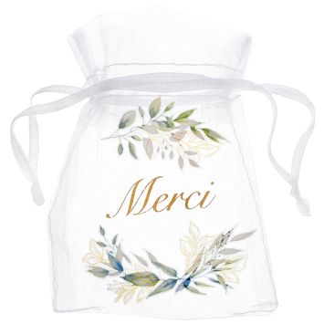 De splendides pochons verts pour offrir des dragées à vos invités lors de votre événement avec la collection Feuillage | jourdefete.com