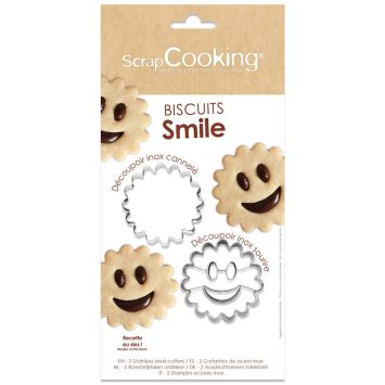 Set de 2 emporte-pièces en inox pour biscuits souriants festonnés | jourdefete.com