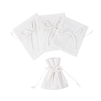 Pochons effet lin blancs avec cordelette | jourdefete.com