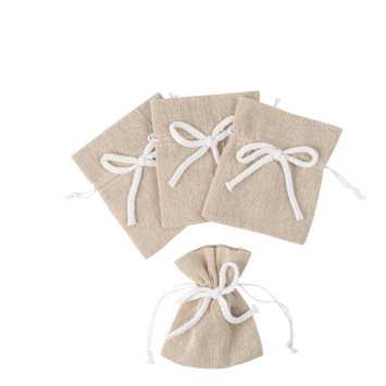 4 pochons en tissu avec effet lin - 9,5 x 11,5 cm - Couleur au choix