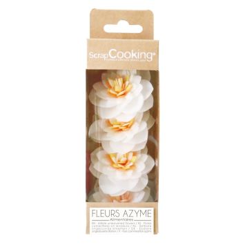 4 camélias blancs en azyme pour pâtisseries