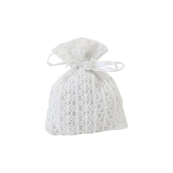 4 sachets blancs en crochet dentelle - 10 x 8 cm