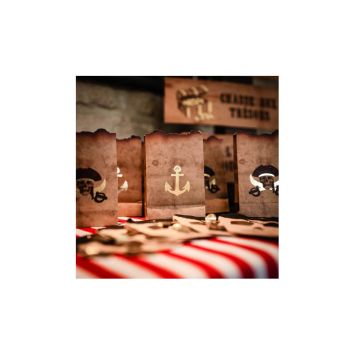4 Sachets Pirate Kraft, Noir & Or - 15 cm