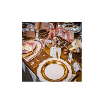 4 Sacs Cadeaux - Pois et Festons Blanc et Or avec Tassels 