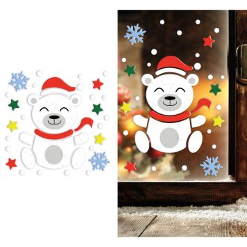 Stickers pour décoration de fenêtre de Noël - 20 x 25 cm - Modèle au choix