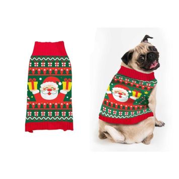 Pull de Noël pour chien avec motif Père Noël et décor festif | jourdefete.com