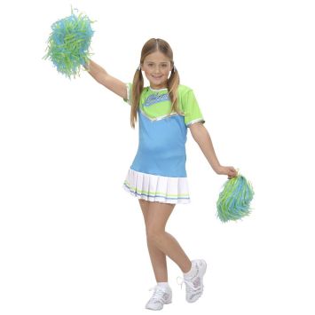 Costume de Pom-Pom Girl Enfant - Bleu/Vert 5-6 ans