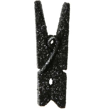 6 Petites Pinces Pailletées en Bois - Noir