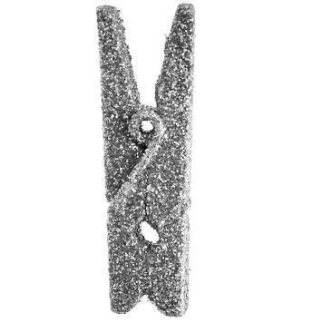 6 Petites Pinces Pailletées en Bois - Argent