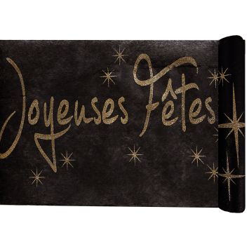 Chemin de Table "Joyeuses Fêtes" - Noir