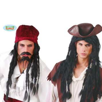 Perruque de Pirate Tresses Noires