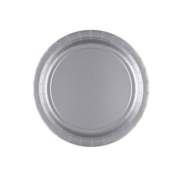 8 Assiettes en Carton Argents - 23 cm