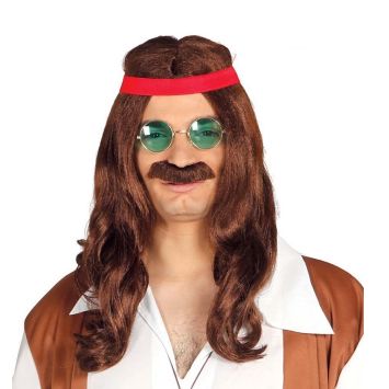 Perruque Hippie Homme avec Moustache
