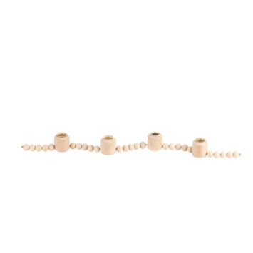 4 bougeoirs en forme de perles en bois - 5 x 4 x 63 cm