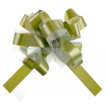 5 Nœuds automatiques en tulle - Vert Sauge | jourdefete.com