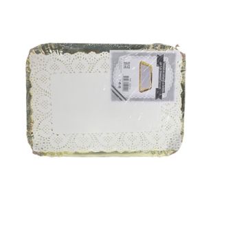 Plateaux rectangulaires dorés avec napperons élégants 21x31 cm | jourdefete.com