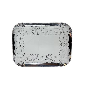 5 plateaux rectangulaires avec bordure bombée et napperons - 21 x 31 cm - Couleur au choix