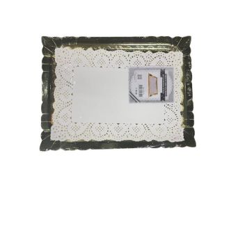 5 plateaux rectangulaires avec bordure bombée et napperons - 30 x 40 cm - Couleur au choix