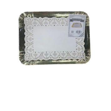 5 plateaux rectangulaires avec bordure bombée et napperons - 30 x 40 cm - Couleur au choix