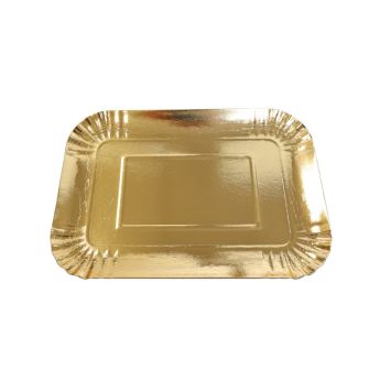 5 plateaux dorés jetables 19x28 cm en carton métallisé | jourdefete.com